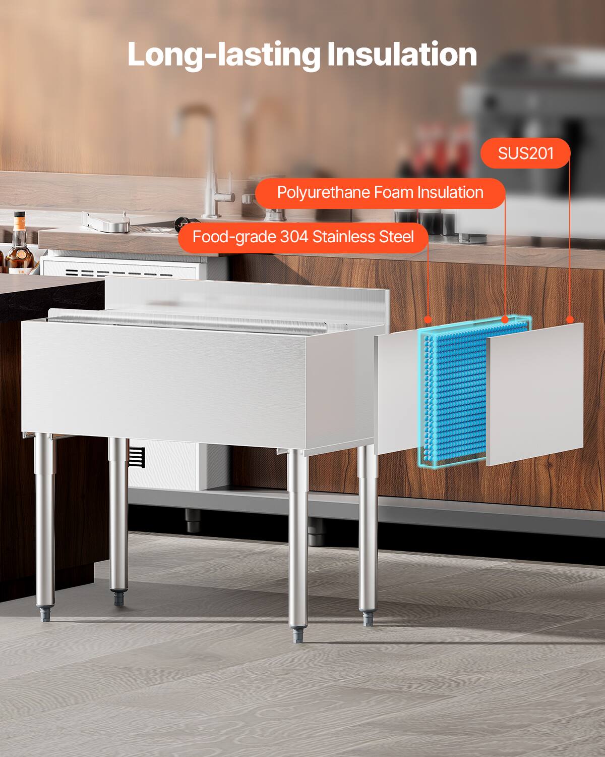 Long-lasting Insulation  
Polyurethane Foam Insulation  
Food-grade 304 Stainless Steel  
SUS201