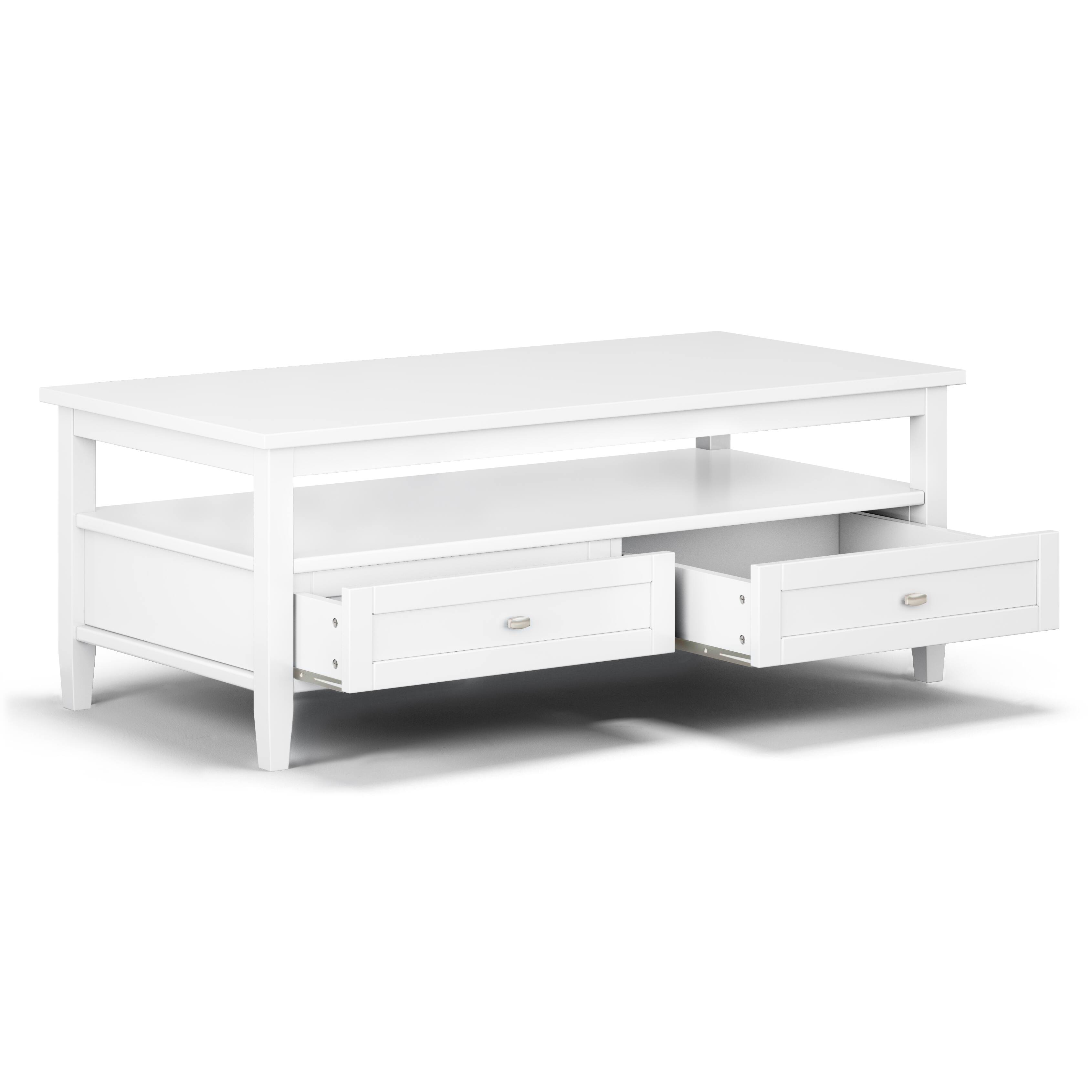 Left. Simpli Home - Warm Shaker 48 inch Coffee Table with 14 inch End Tables (Set of 3) - White.