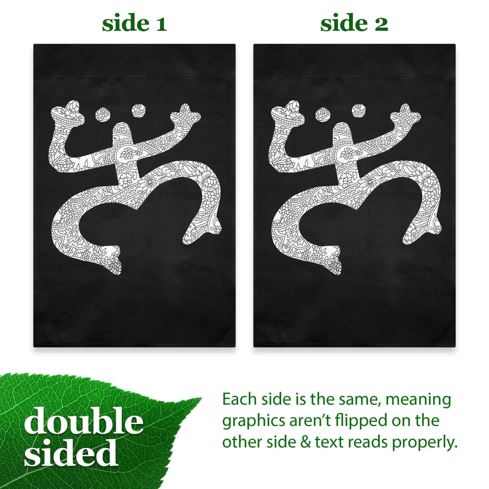 side 1  
side 2  
double sided  
Each side is the same, meaning graphics aren't flipped on the other side & text reads properly.