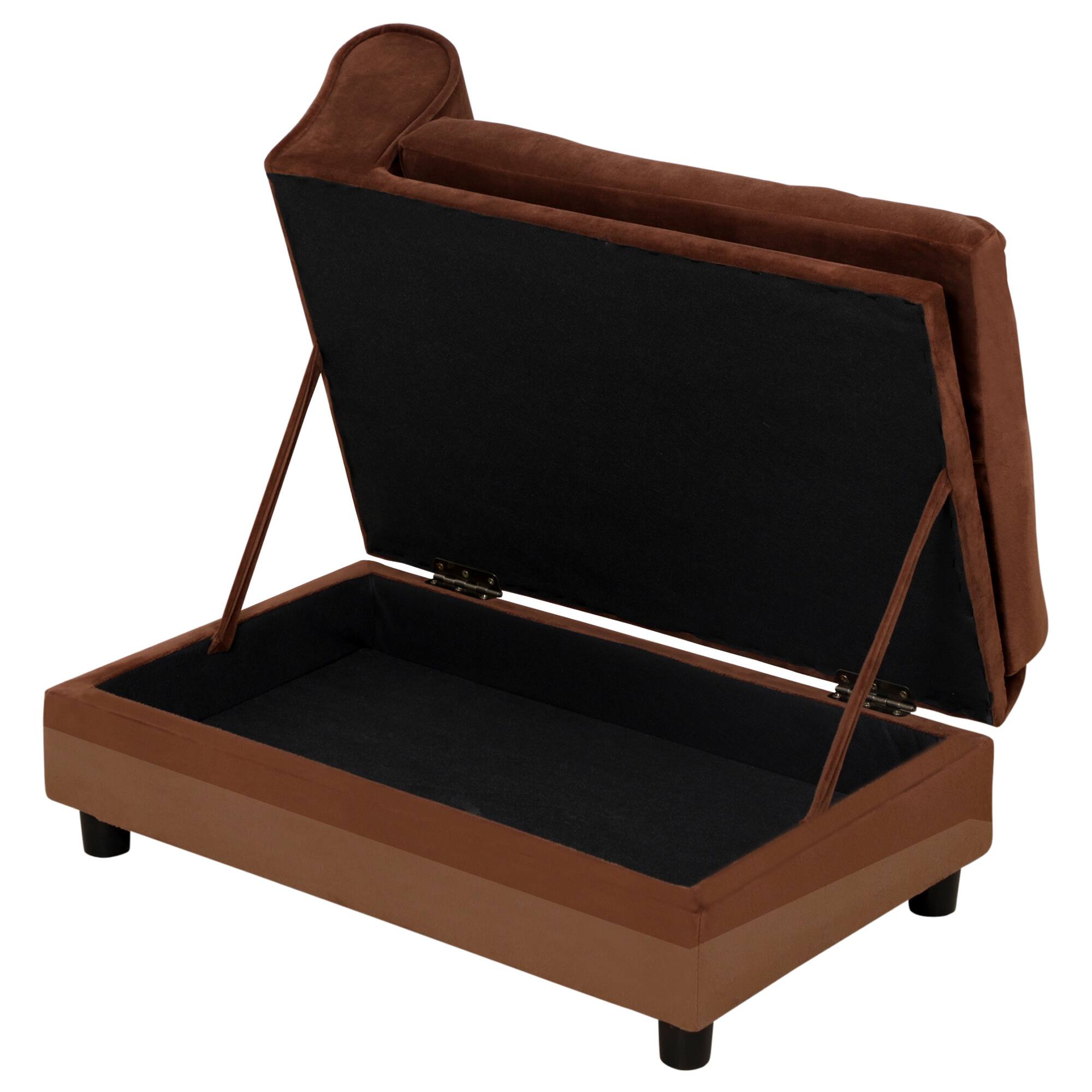 Alt View 5. Pawhut - Luxury Dog Couch with Hidden Storage, Small Dog Sofa Bed with 2" Soft Foam, for Puppies & Little Breeds - Brown.