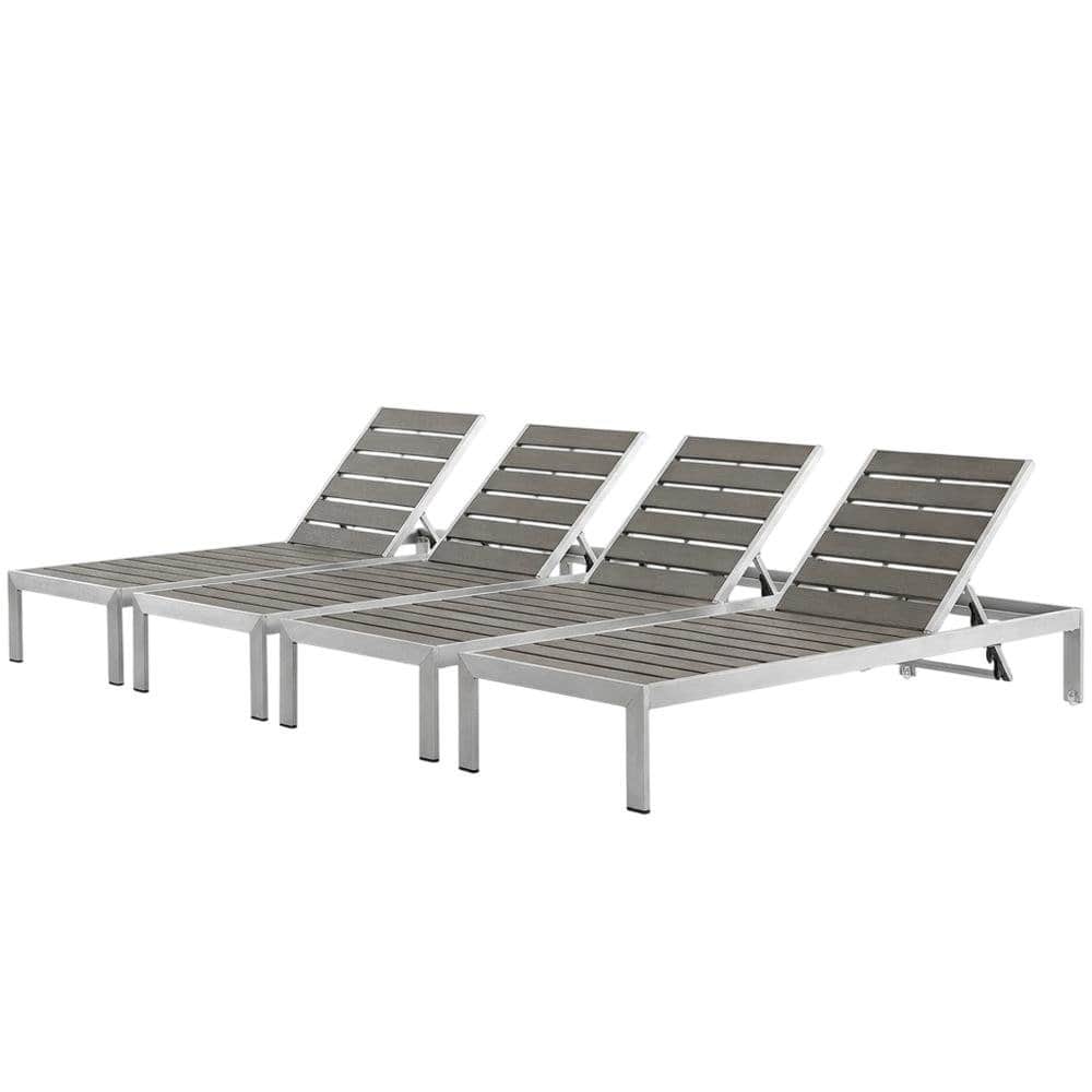 Outdoor Escape - Outdoor Patio Aluminum Chaise Set Of 4 With Stack-Free Design, Backrests - Gray price history on PriceWatchPro