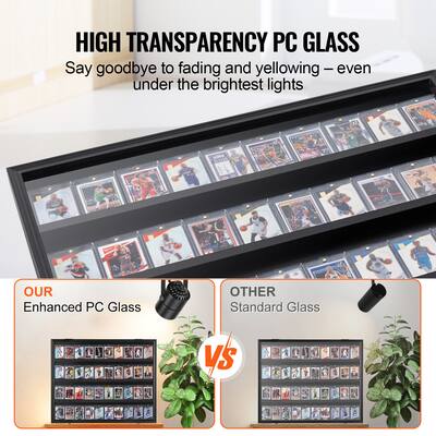VEVOR 36 Graded Sports Card Display Case 30.5x24.3x2.1 In Lockable Wall Cabinet With 98% Uv Protection Clear Pc Glass For Baseball Football Basketball VEVOR 36 Graded Sports Card Display Case 30.5x24.3x2.1 In Lockable Wall Cabinet With 98% Uv Protection Clear Pc Glass For Baseball Football Basketball