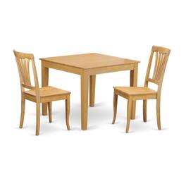 East West Furniture - 3 Pc small Kitchen Table set -square Table and 2 Dining Chairs - Oak