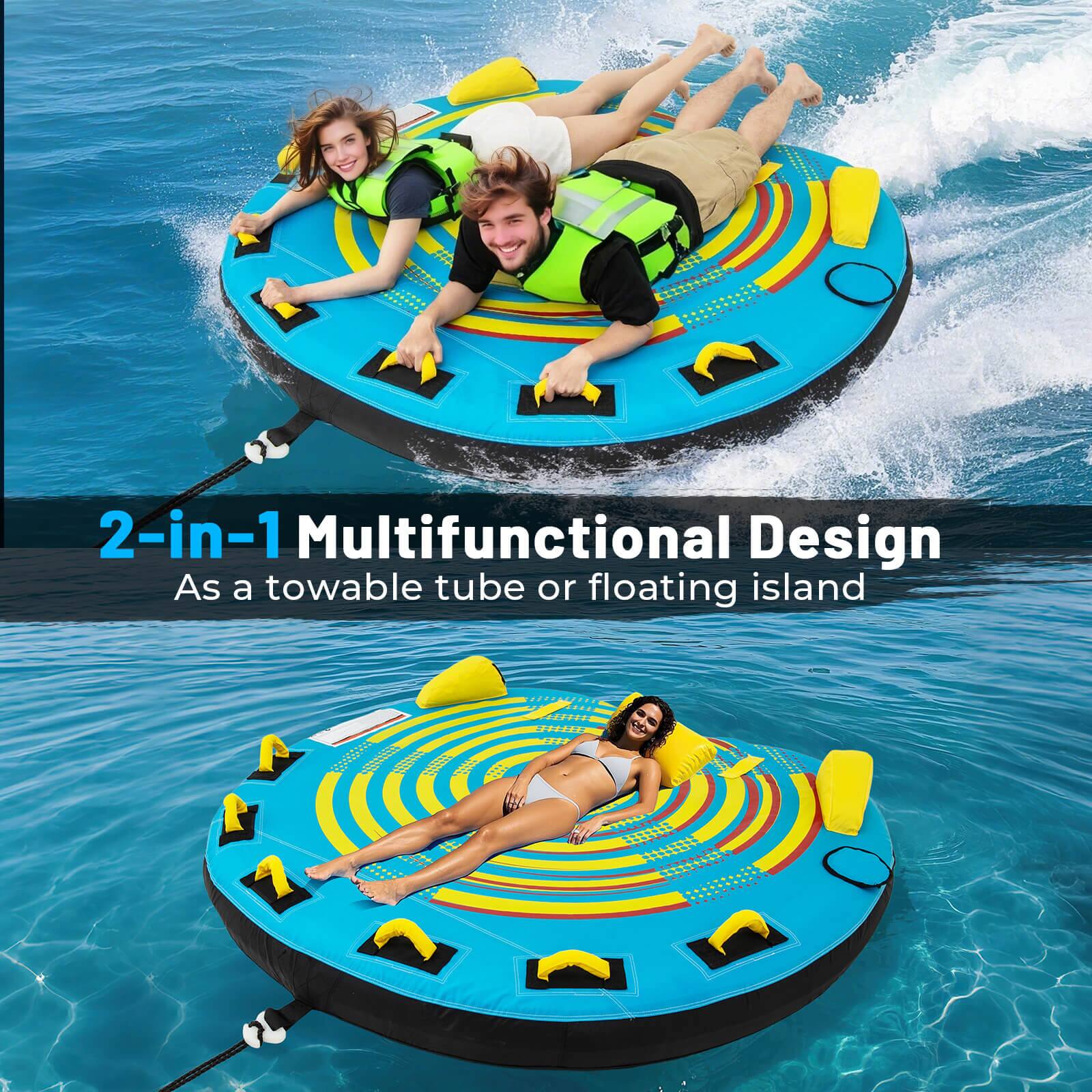 2-in-1 Multifunctional Design
As a towable tube or floating island