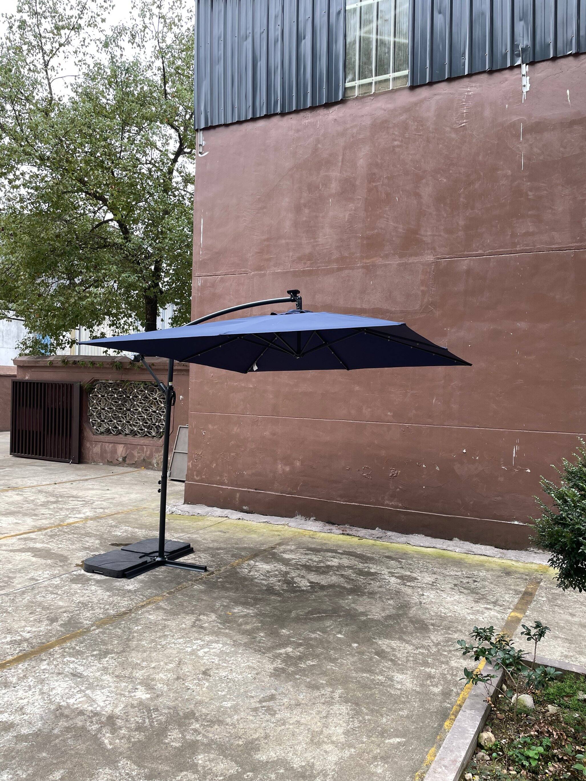 Alt View 7. Loheer - Loheer Square Solar Patio Umbrella LED Lighted Sun Shade Waterproof Market Umbrella with Crank and Cross Base.