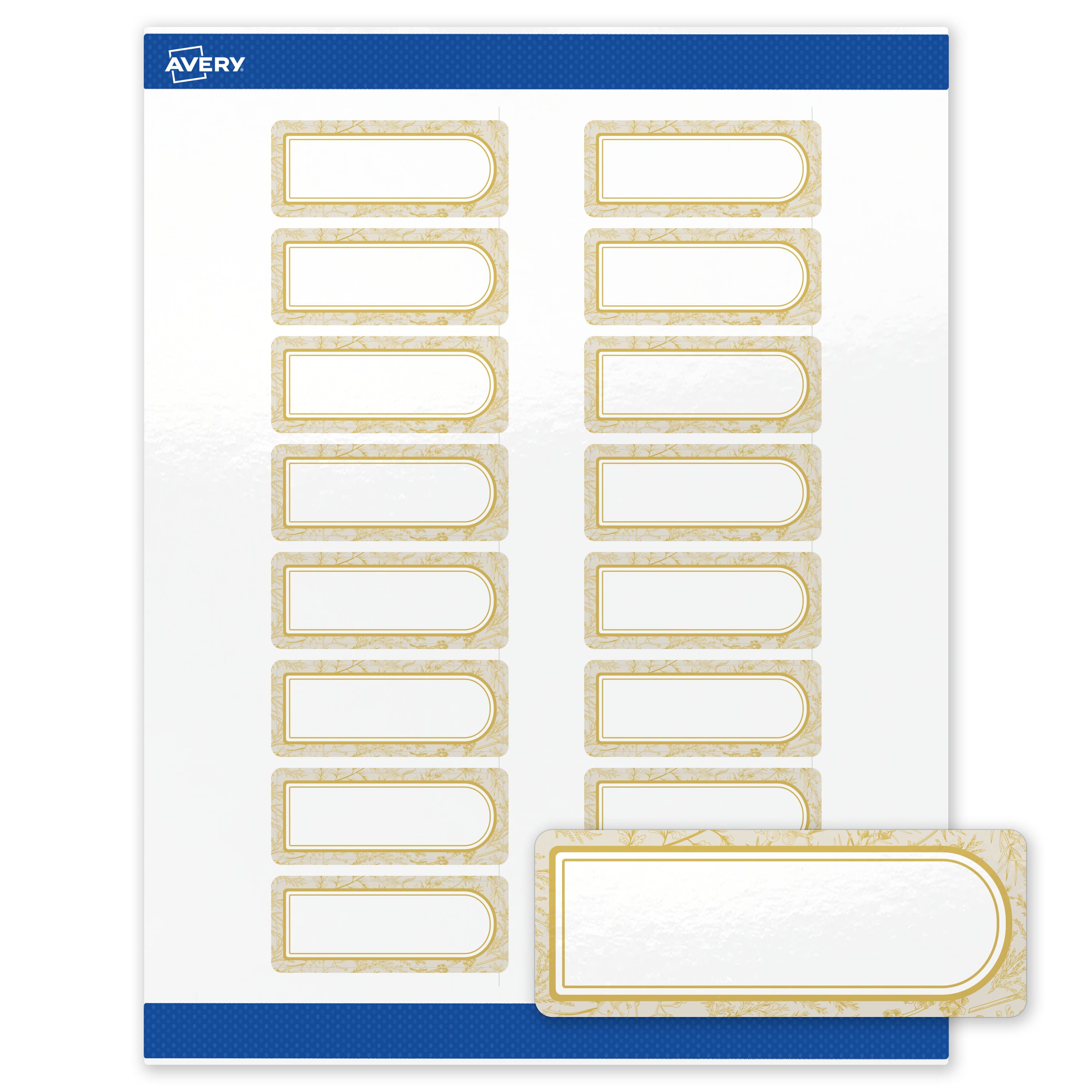 "Avery - Labels, 1"" x 2-5/8"", Glossy Arched Metallic Gold Florals - White" price history on PriceWatchPro