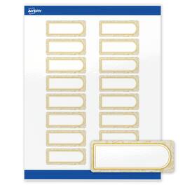 Avery - Labels, 1" x 2-5/8", Glossy Arched Metallic Gold Florals - White