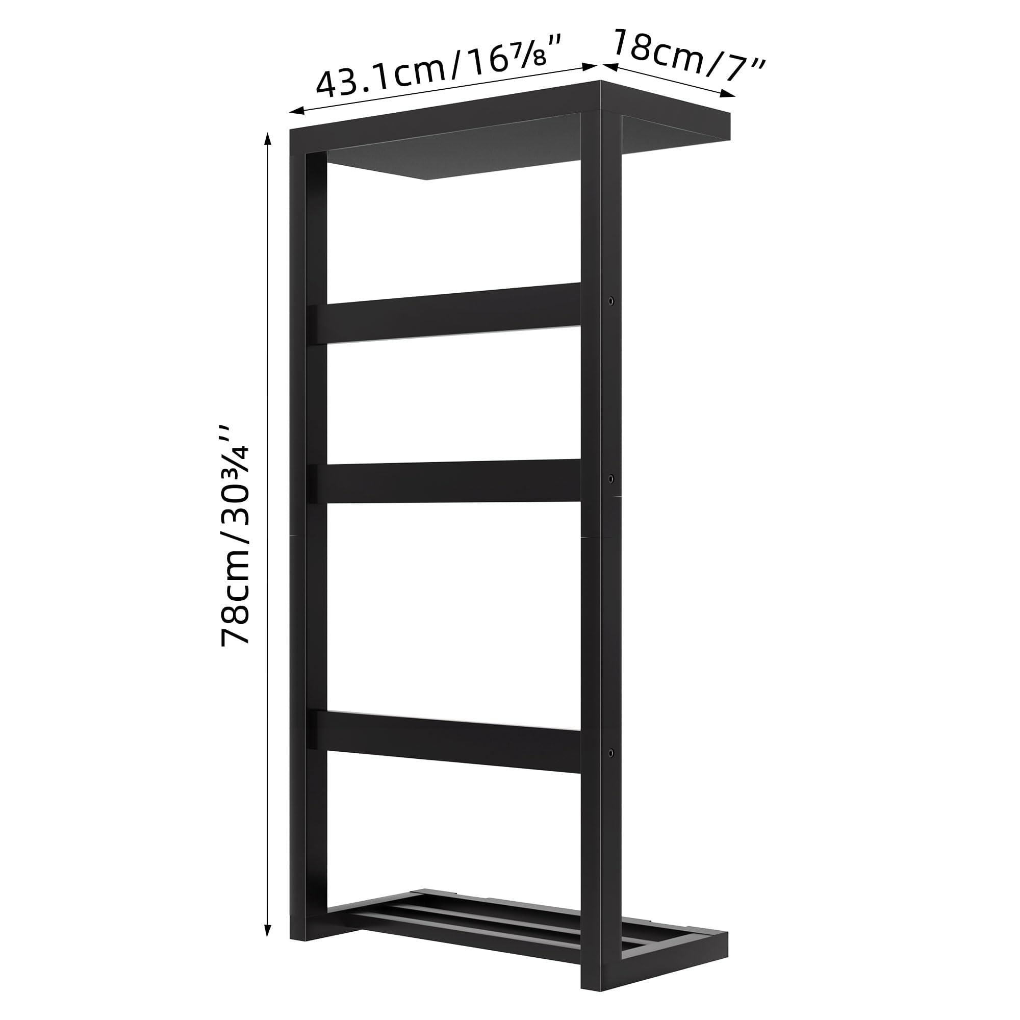 43.1 cm / 16 7/8"  
18 cm / 7"  
78 cm / 30 3/4"