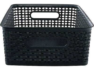 Alt View 2. Advantus - Advantus Weave Plastic Bin, Black, 2/Pack - Black.