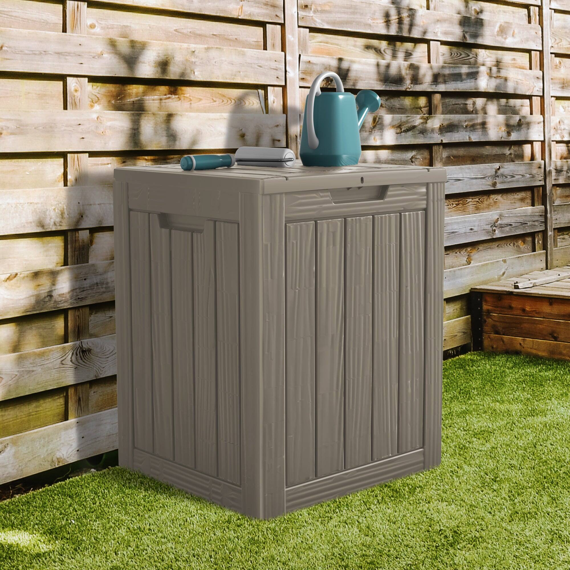 Alt View 4. Mondawe - 30 Gallons Resin All-Weather Waterproof Outdoor Storage Box - Light Brown.