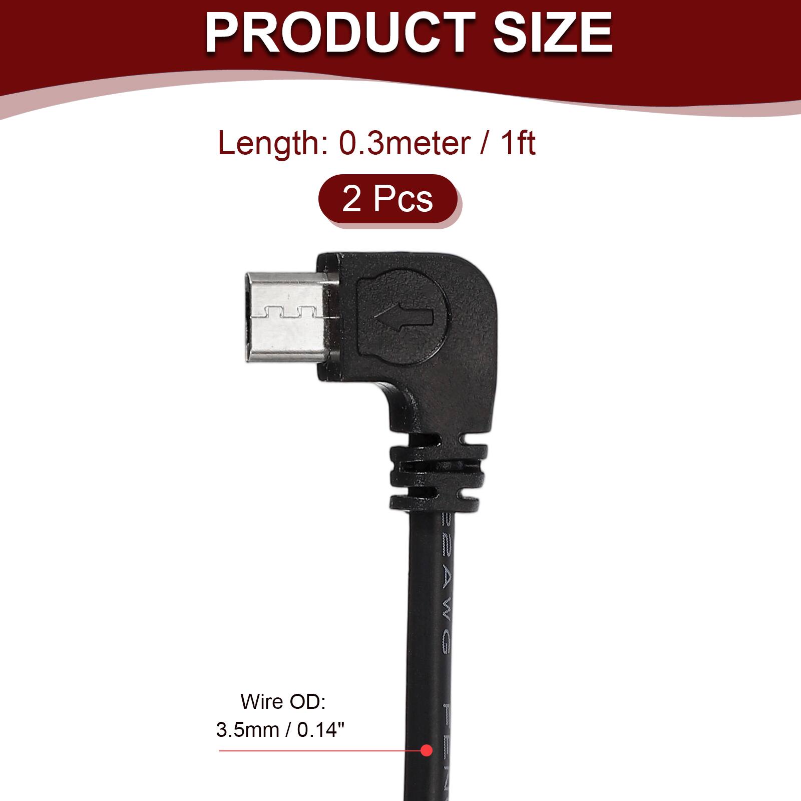 PRODUCT SIZE  
Length: 0.3 meter / 1ft  
2 Pcs  

Wire OD: 3.5mm / 0.14"