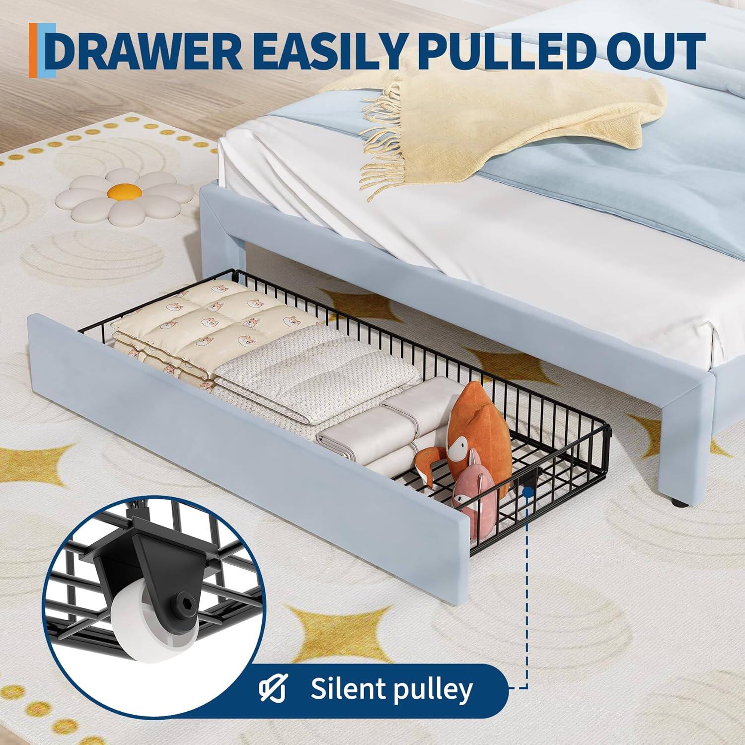 DRAWER EASILY PULLED OUT

Silent pulley