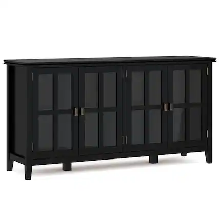 Front. Simpli Home - Artisan Wide 4 Door Storage Cabinet - Black.
