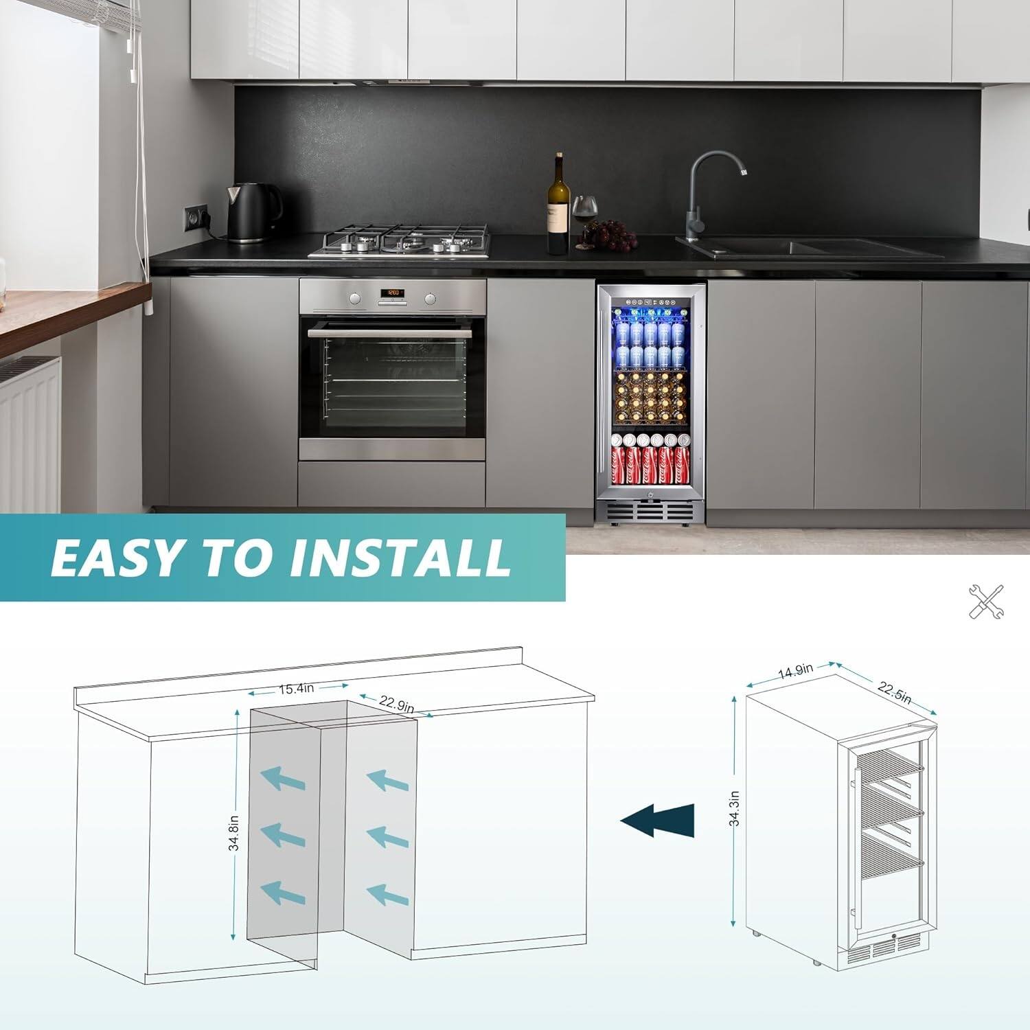 EASY TO INSTALL

15.4in  
22.9in  
14.9in  
34.8in  
34.3in