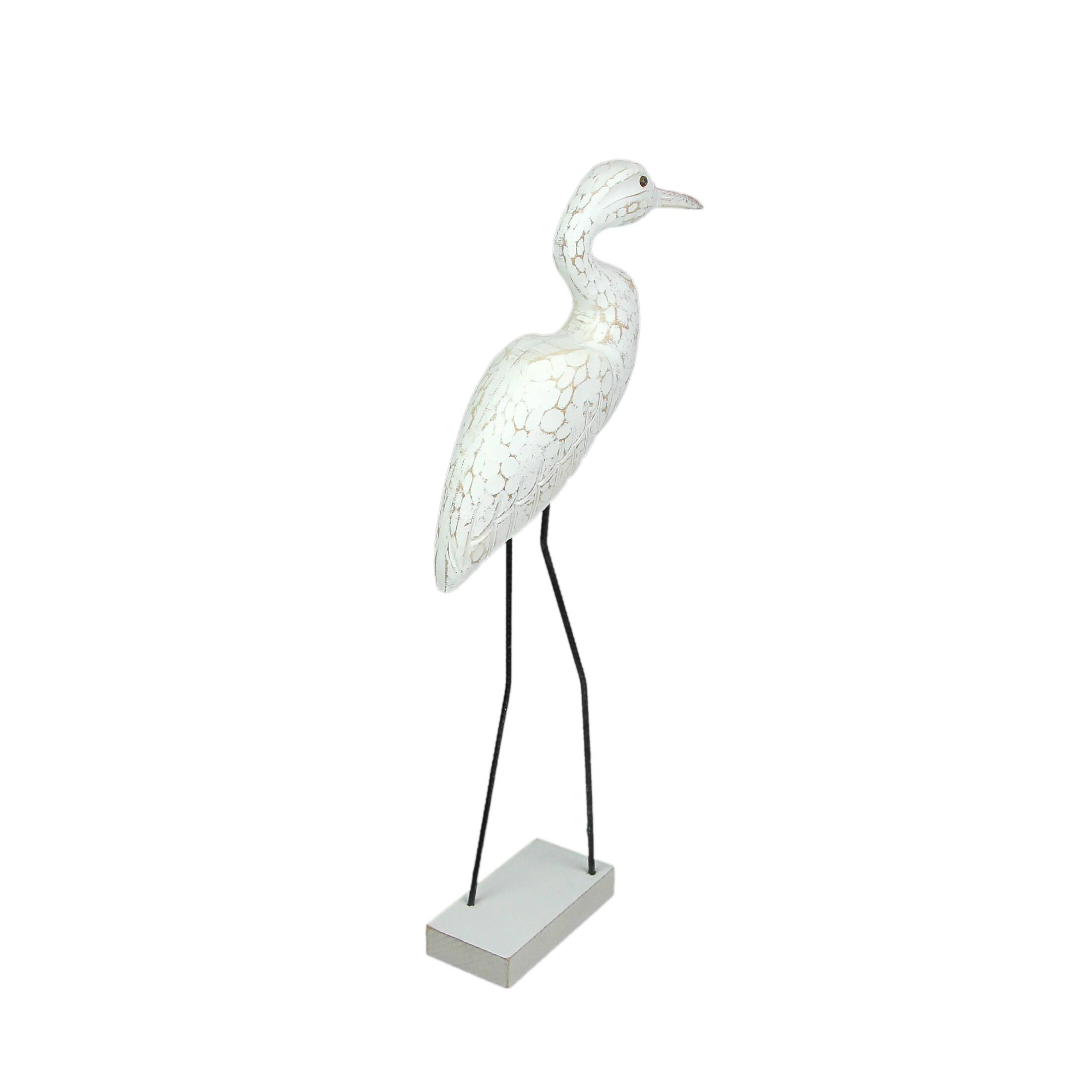 Alt View 2. J.D. Yeatts - Hand Carved Wood and Metal White Egret Bird Statue 21 Inches High Coastal Decor - White.