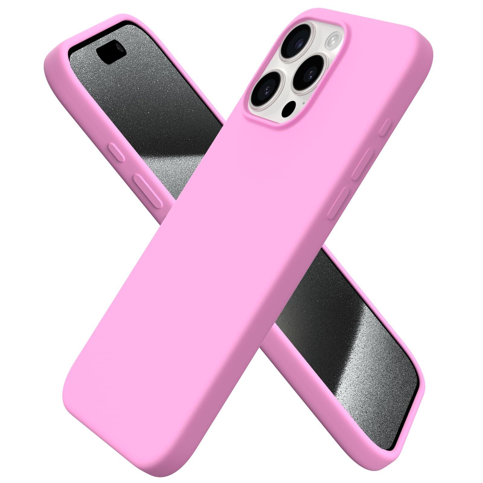 Ornarto - Compatible with iPhone 15 Pro Max Case 6.7", Slim Liquid Silicone Full Covered Protective Cover - Cherry Blossom