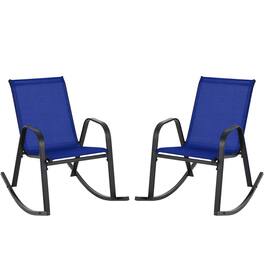 Costway - 2 PCS Patio Rocking Chair Heavy-Duty Metal Rocker Outdoor Anti-Slip - Navy