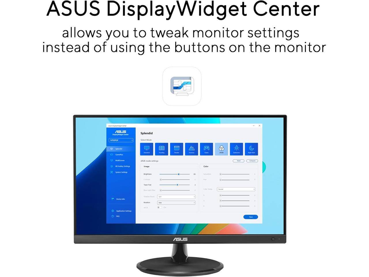 ASUS DisplayWidget Center allows you to tweak monitor settings instead of using the buttons on the monitor.