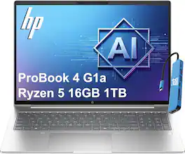 HP - Upgraded - ProBook 4 G1a 16" FHD+ Laptop - ProBook 465 - AI PC - AMD Ryzen 5 230 2025 - 16GB Memory - 1TB SSD - Backlit - Win 11Pro - Silver