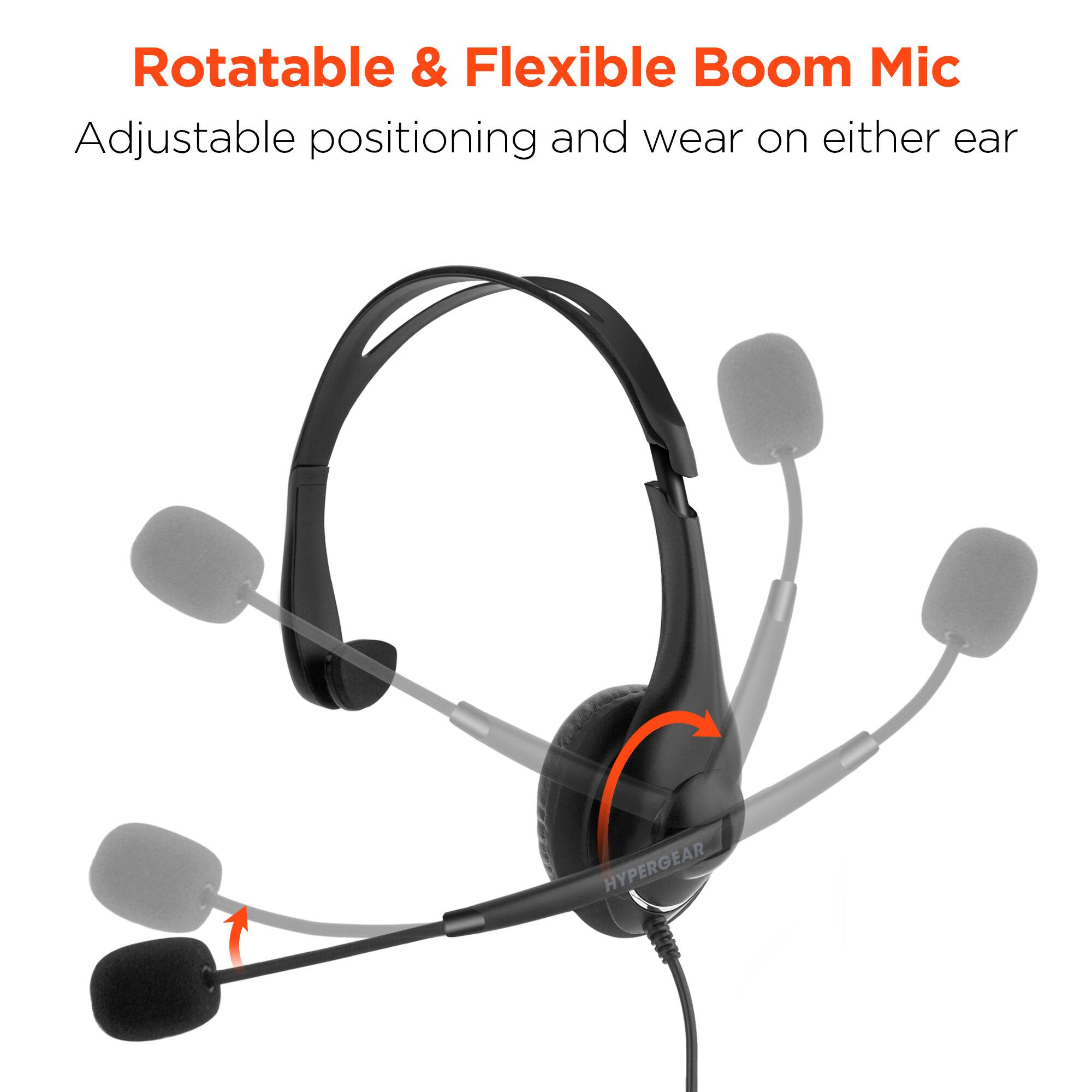 Rotatable & Flexible Boom Mic  
Adjustable positioning and wear on either ear