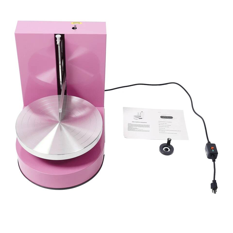 Alt View 1. Home Collection - Electric Cake Cream Spreading Machine with LCD Display, 4–12 in Cakes - Pink.