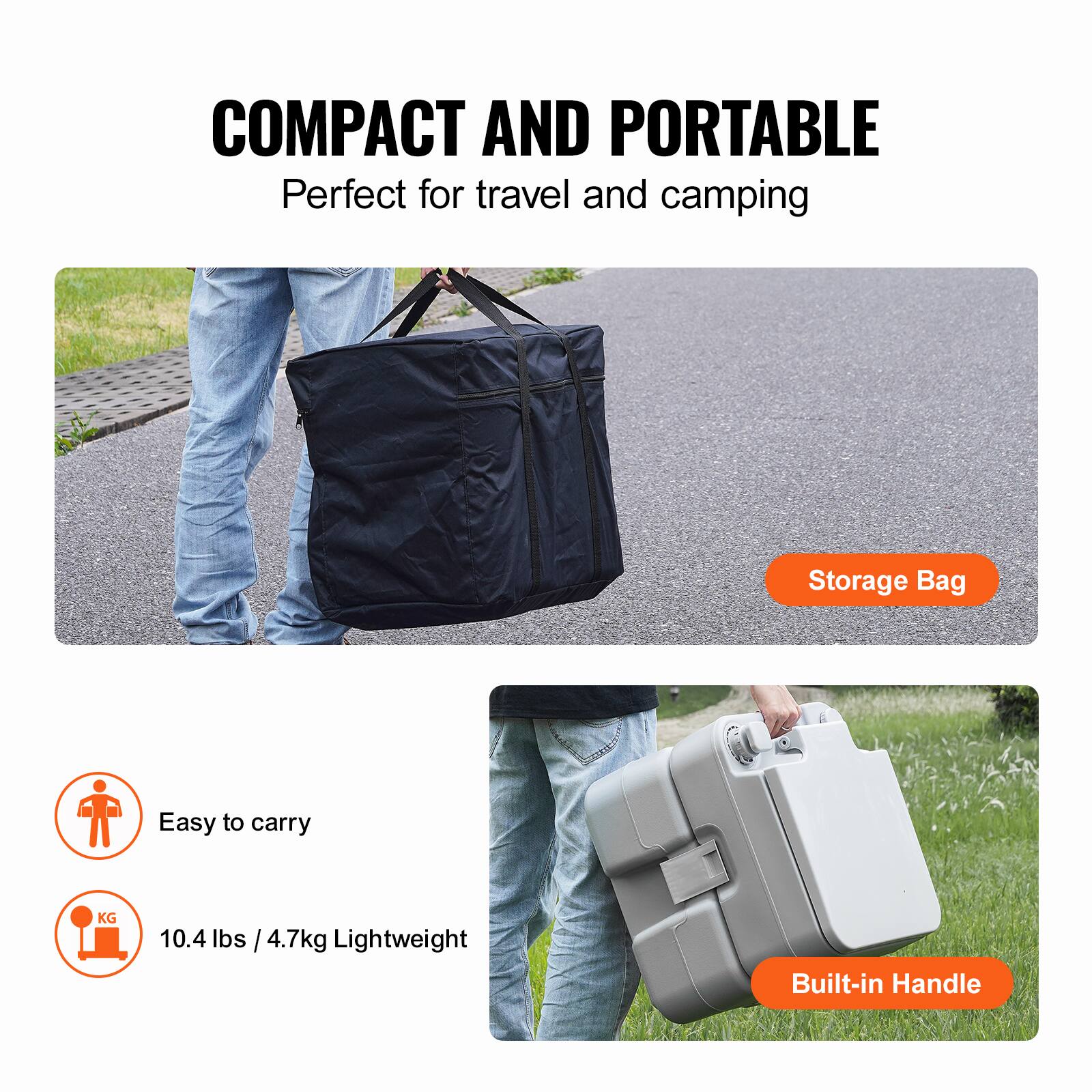COMPACT AND PORTABLE
Perfect for travel and camping

Storage Bag
Easy to carry
10.4 lbs / 4.7 kg Lightweight
Built-in Handle