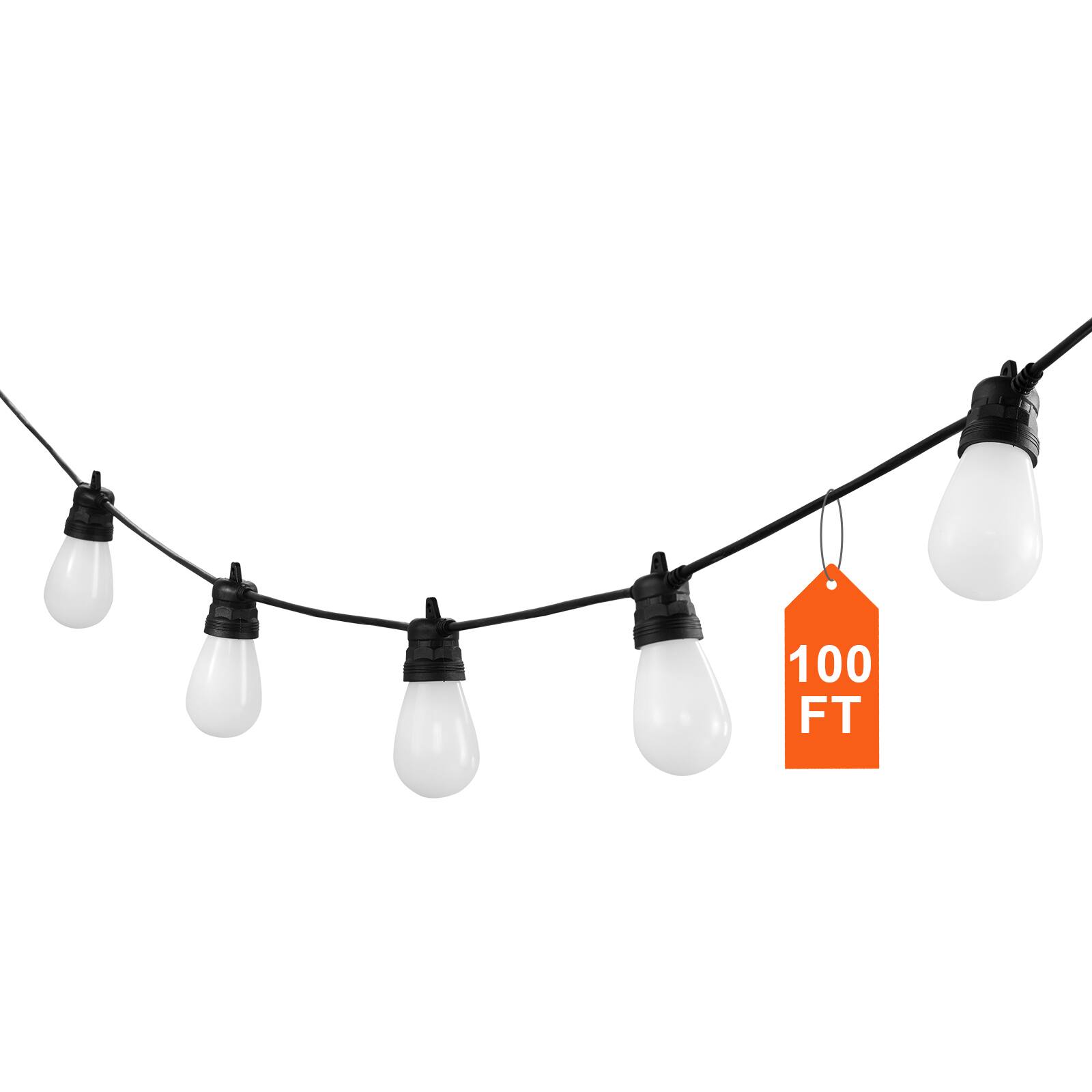 Alt View 4. VEVOR - RGB Outdoor String Lights, 100FT, Outside Patio Lights with APP Control 30 Bulbs,15 Single-Color Brightness Time Setting - Black.
