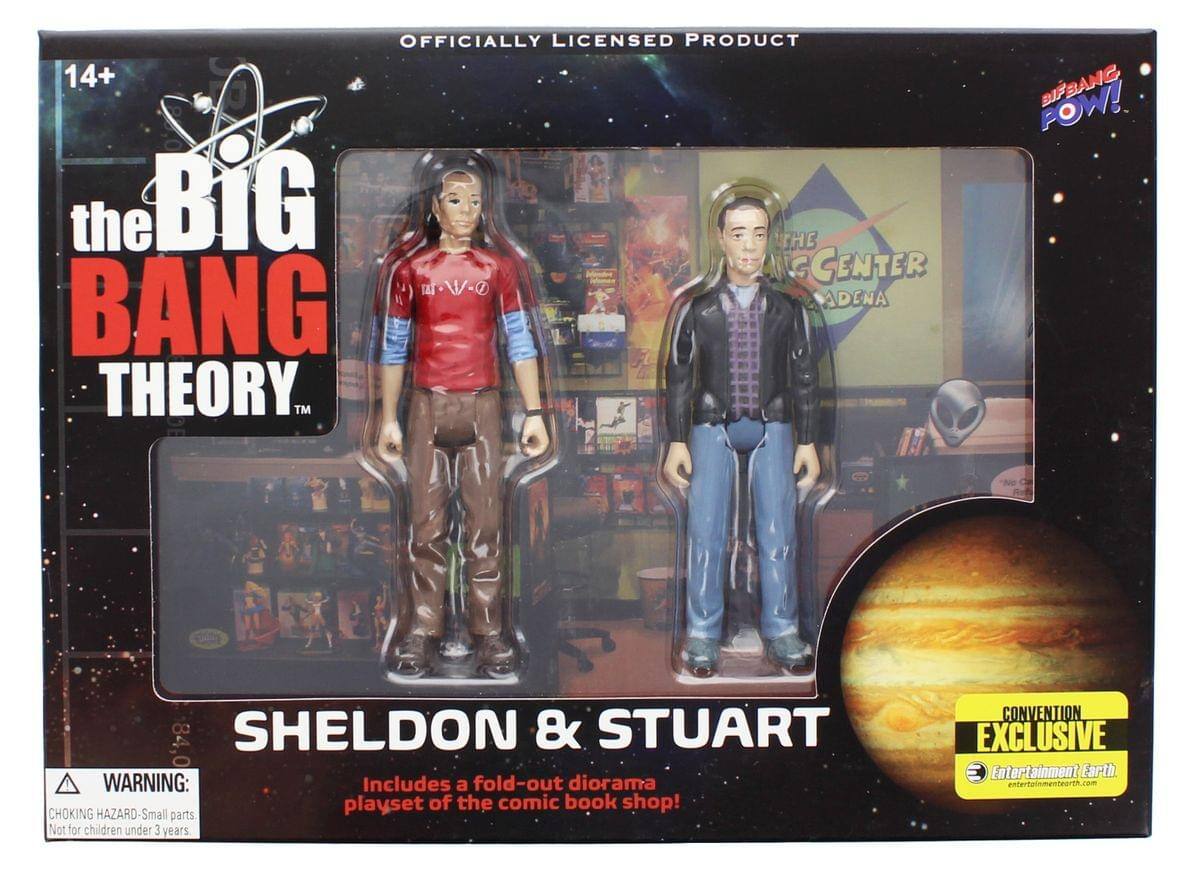 OFFICIALLY LICENSED PRODUCT  
14+  
the BIG BANG THEORY  
TM  
BIFBANG 84,0  
SHELDON & STUART  
WARNING: Includes a fold-out diorama playset of the comic book shop!  
CHOKING HAZARD - Small parts Not for children under 3 years  
CONVENTION EXCLUSIVE  
Entertainment Earth  
entertainmentearth.com
