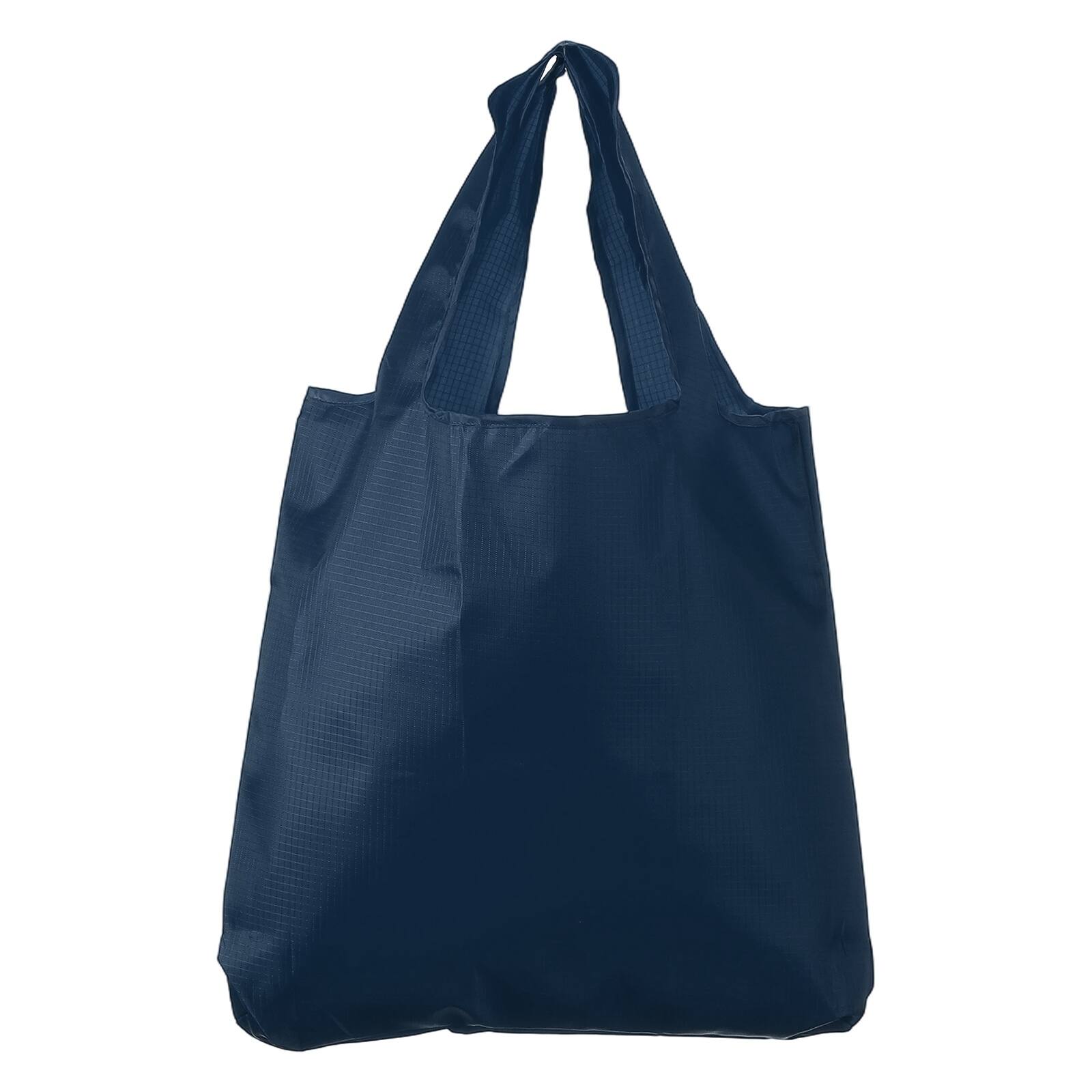 Front. Unique Bargains - 13x15.4inch Washable Shopping Bags with Handles and Reusable Foldable Grocery Tote Bag for Storage Travel Size S - Navy Blue.