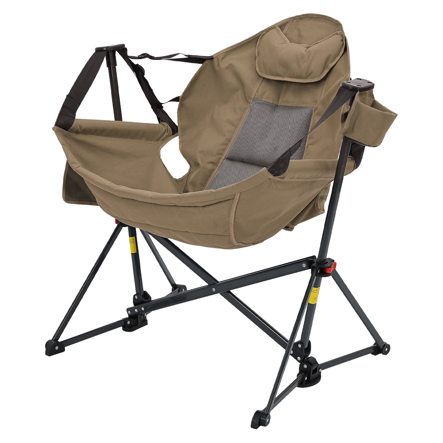 Ainfox - Oversized Camping Folding Chair, Portable Heavy Duty Swing Chair Hammock - Brown