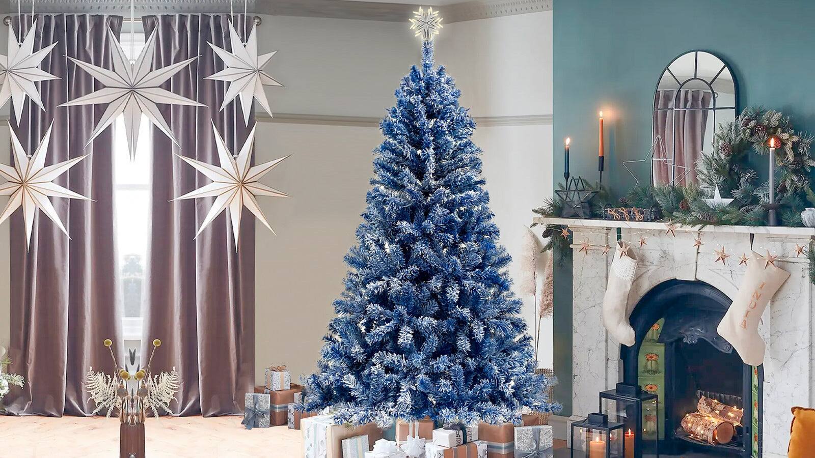 Alt View 5. BreeBe - 6FT Pre-Lit Hinged Artificial Fir ChristmasTree - Blue.