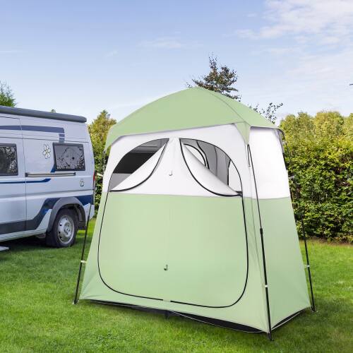 Alt View 6. Winado - 7.5FT Camping Dressing 2-Room Shower Tent Pop Up Shelter with Carrying Bag Privacy Changing Room Portable Toilet Outdoor - Light Green.