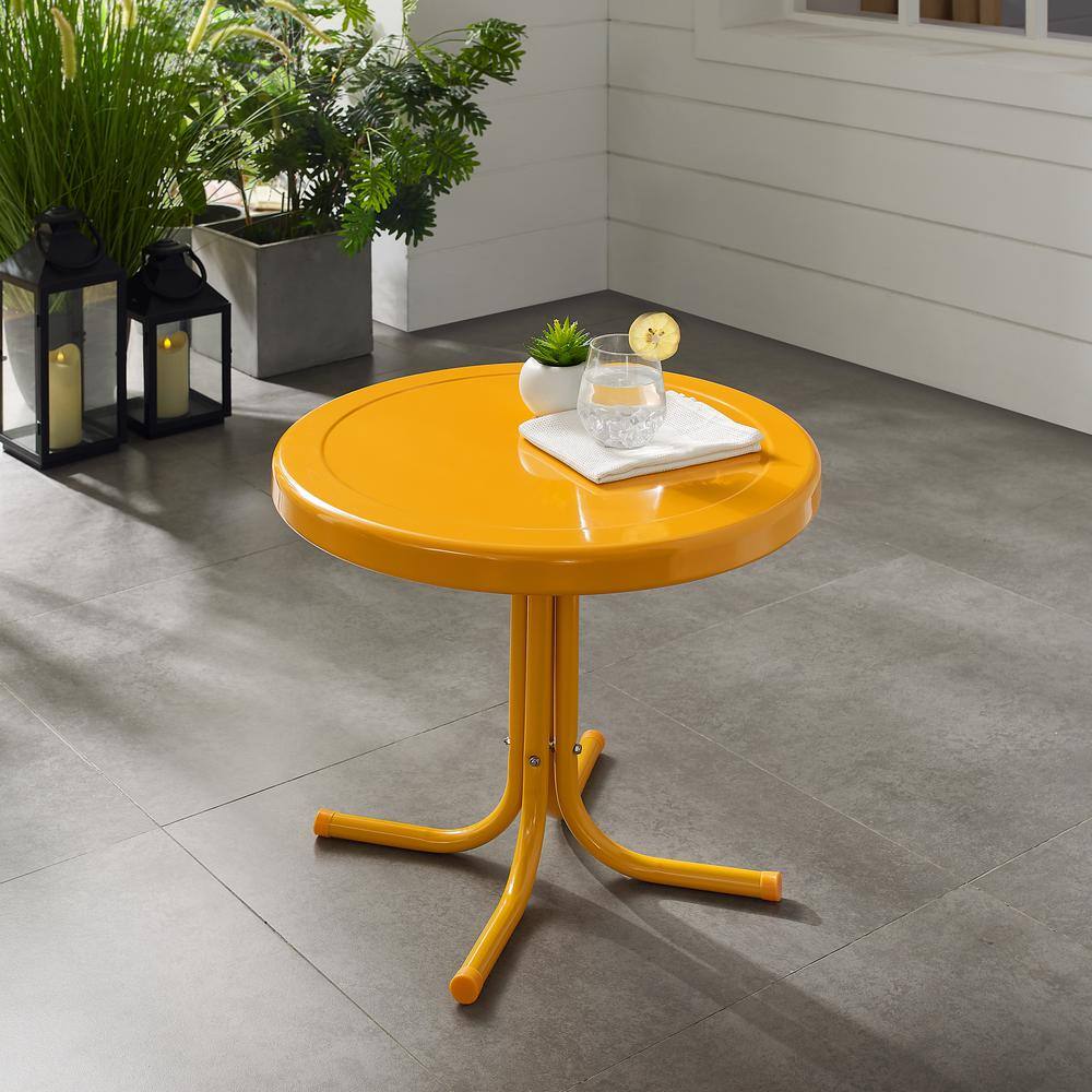 Alt View 4. Crosley Furniture - Griffith Retro Outdoor Side Table - Tangerine Gloss.