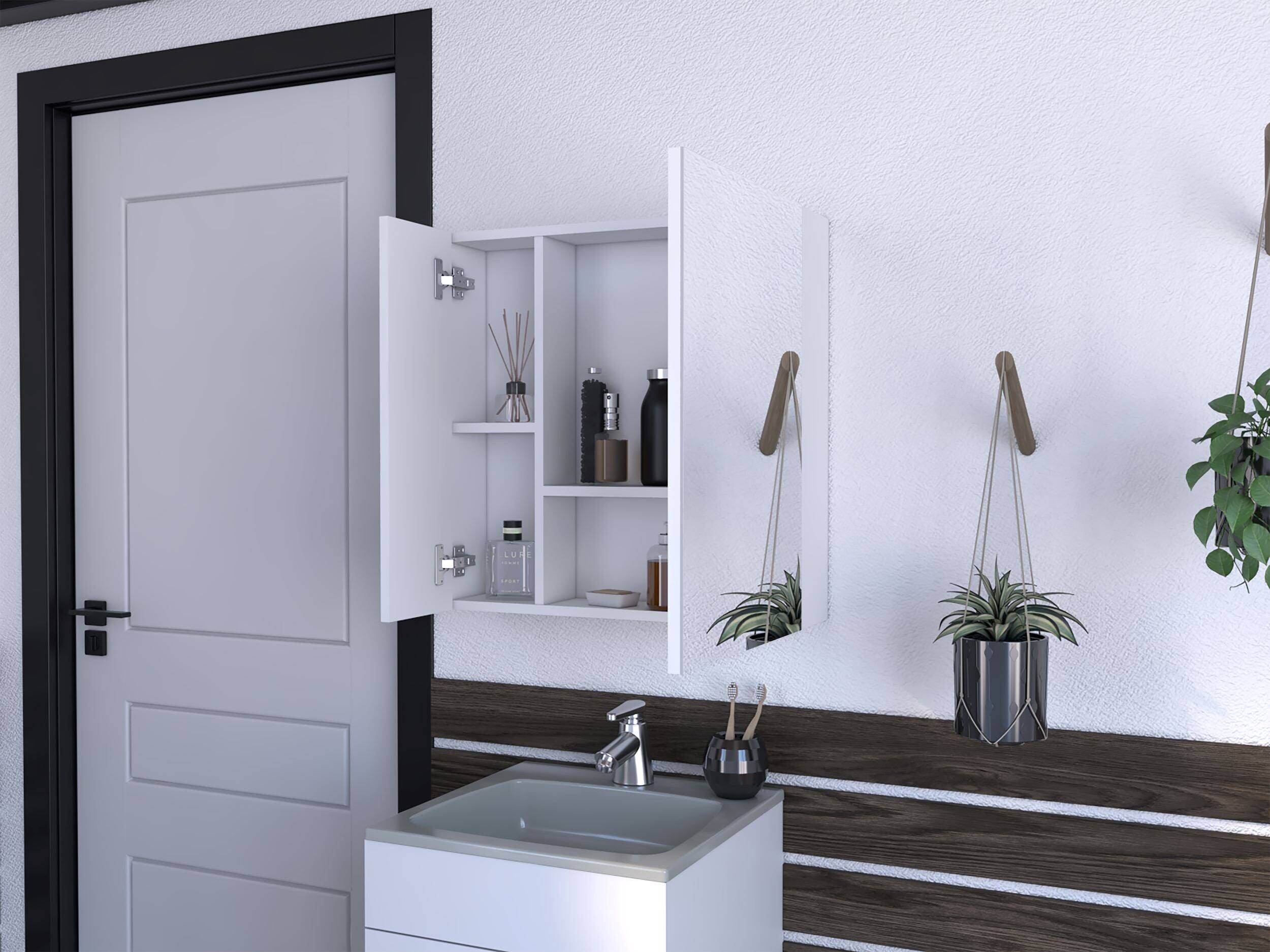 Back. Treevol Furniture - Prague Medicine Cabinet ,Bathroom,White - White.
