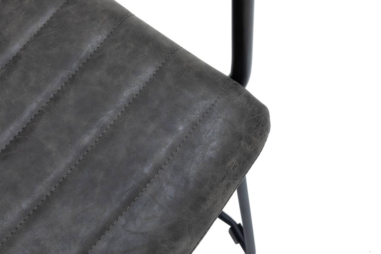 Alt View 6. LeisureMod - Zylar Office ArmChair with PU Leather, Foam Cushion, Stainless Steel Base & Ergonomic Support - Charcoal.