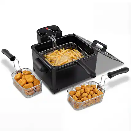 Front. Costway - Costway 5 Liter Electric Deep Fryer 1700W Oil Fryer with 3 Detachable Frying Baskets - Black.