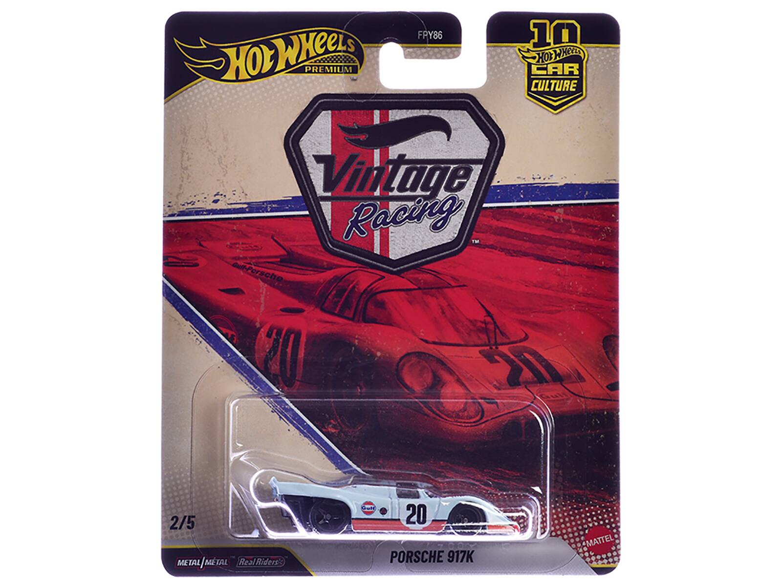 HOT WHEELS PREMIUM FRY86 10 HOT WHEELS CAR CULTURE Vintage Racing TM Gult-Porsche DS W 2/5 METAL/|METAL RealRiders' Gal 20 PORSCHE 917K MATTEL