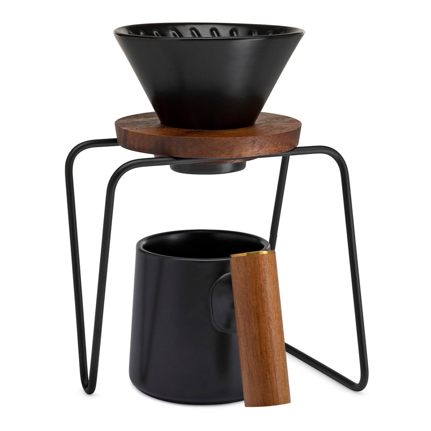 Angle. ChefWave - ChefWave Artisan Series Pour-Over Coffee Maker Set - Black.