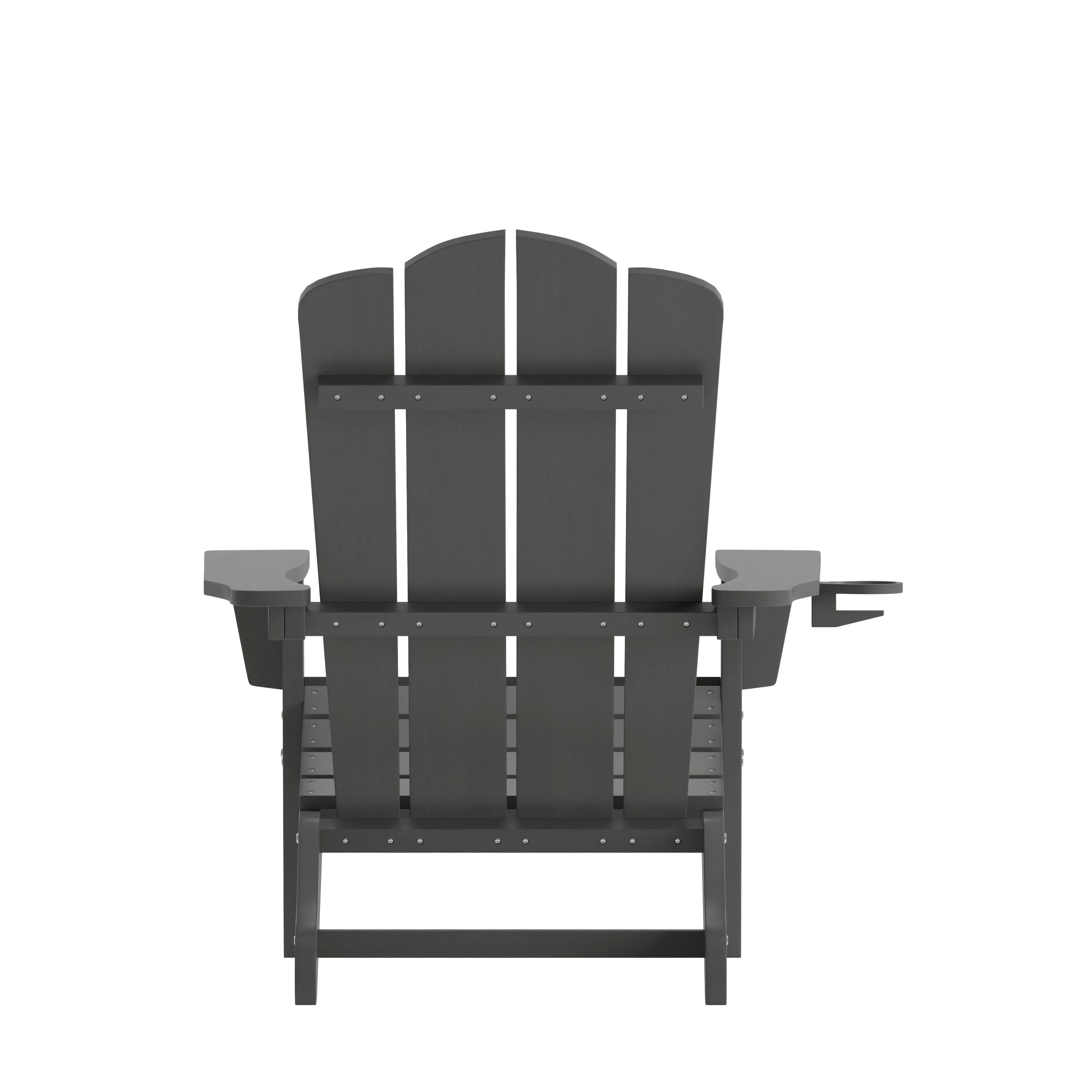 Alt View 8. Emma + Oliver - Tiverton Set of 2 Adirondack Chairs with Cup Holders, Weather Resistant HDPE Adirondack Chairs - Gray.