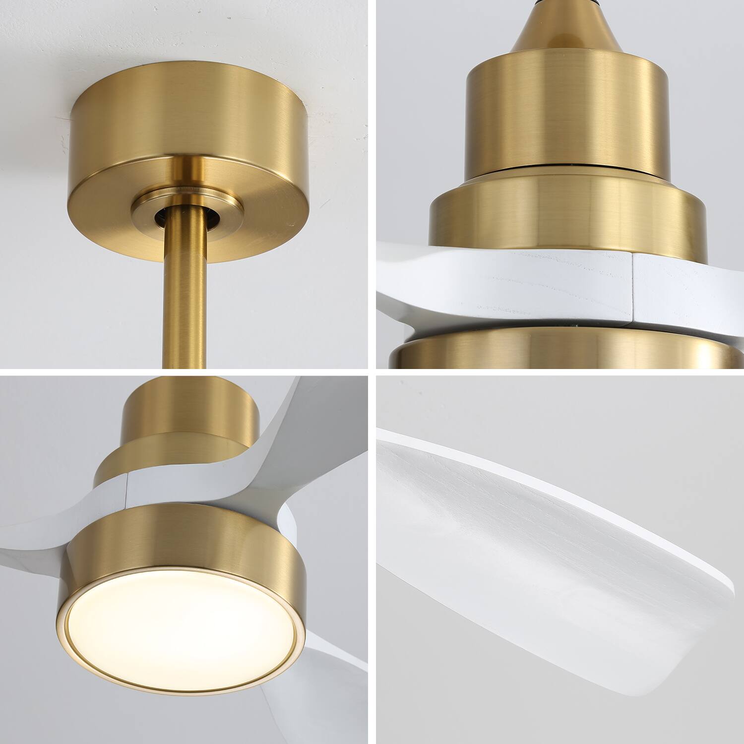 Back. GOODSILO - 48 Inch Reversible DC Motor Ceiling Fan with Remote Control and Solid Wood Blades for Large Room Airflow - Gold.