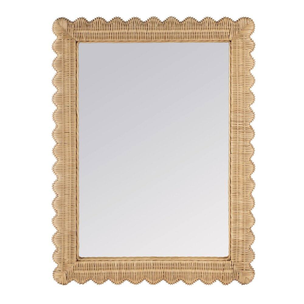 Left. Butler Specialty - Flora Rattan Scalloped Wall Mirror - Light Brown.
