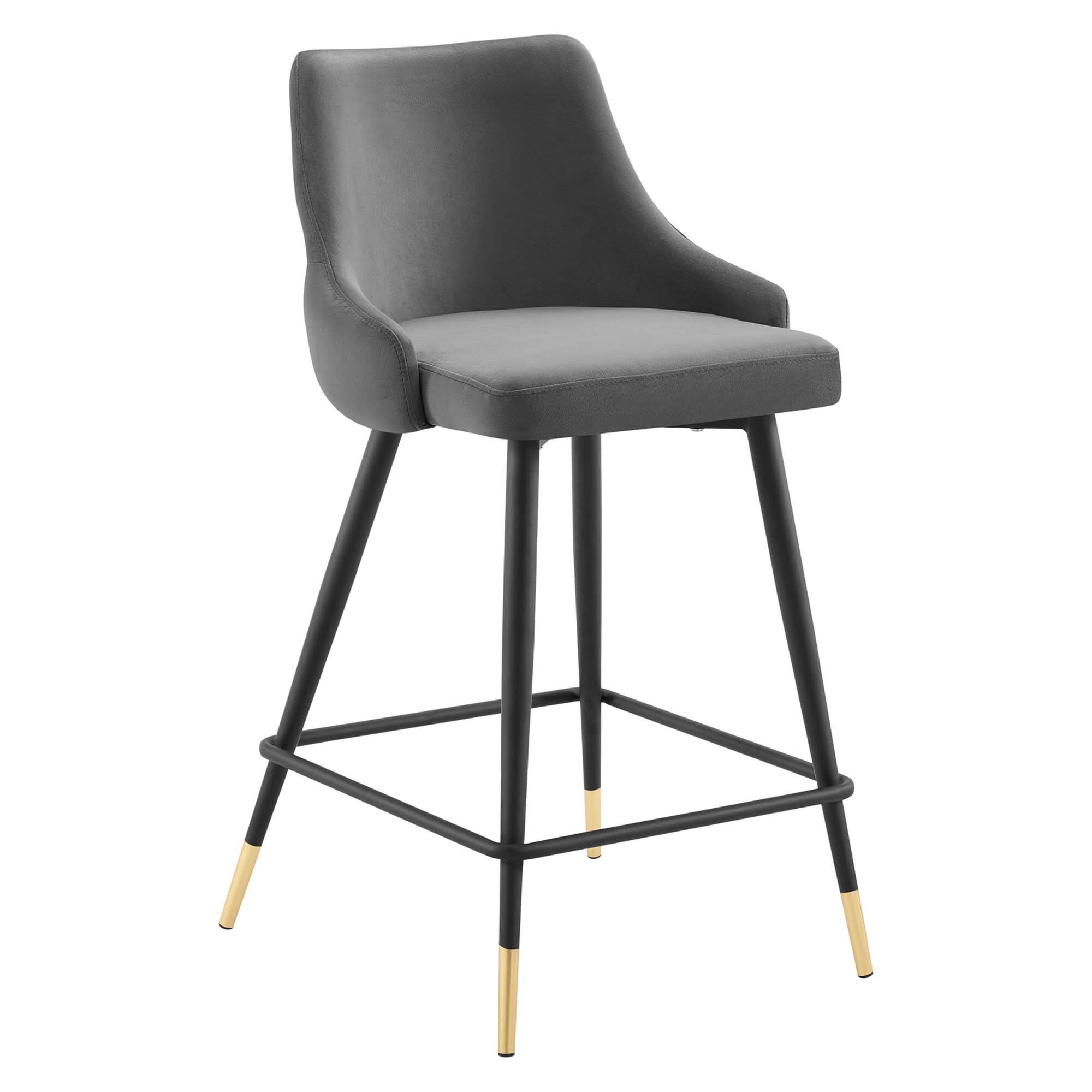 Angle. Modway - Adorn Performance Velvet Counter Stool by Modway - Gray.