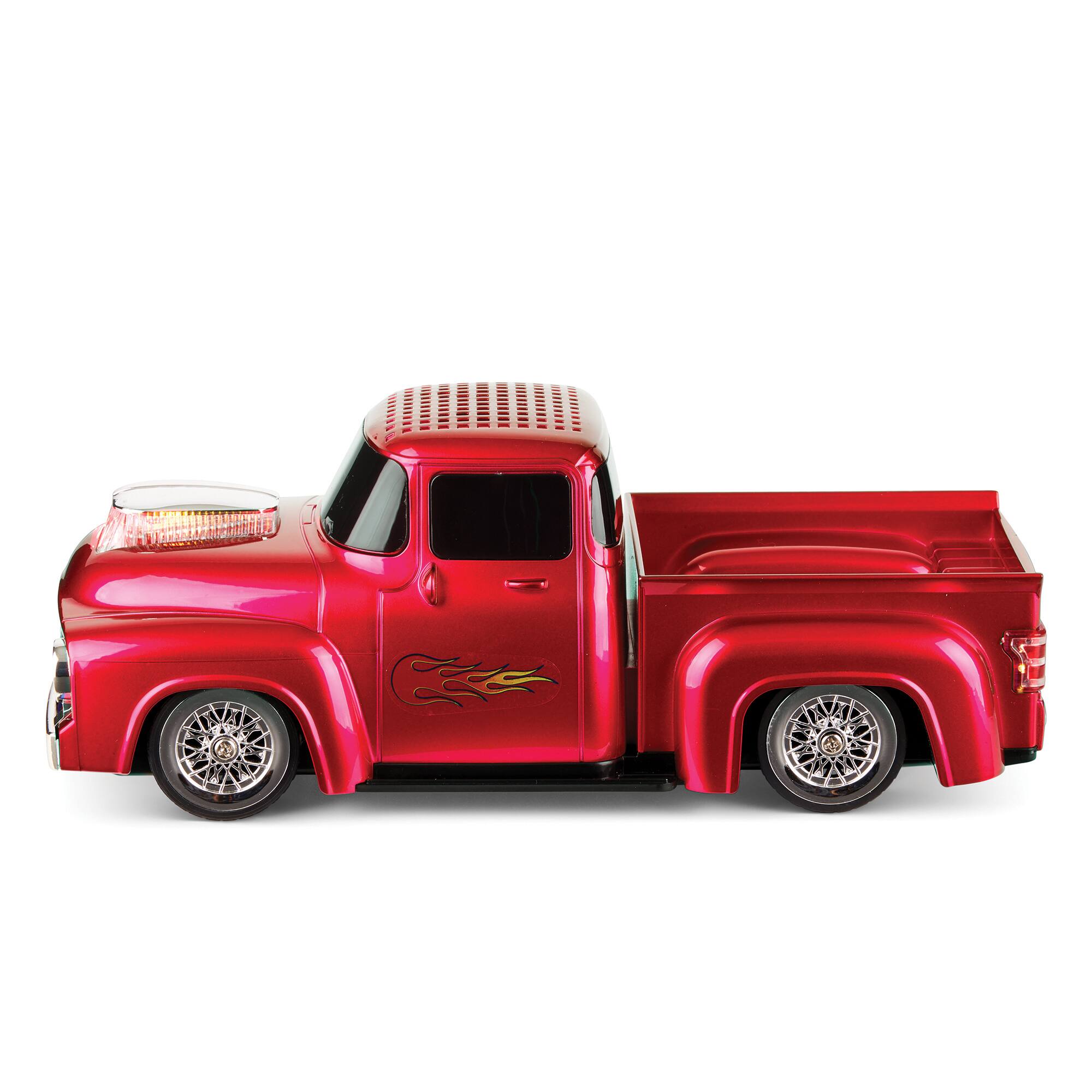 Alt View 17. QFX - Retro Truck Portable Bluetooth Speaker with Bass Radiator and LED Lights - Red.