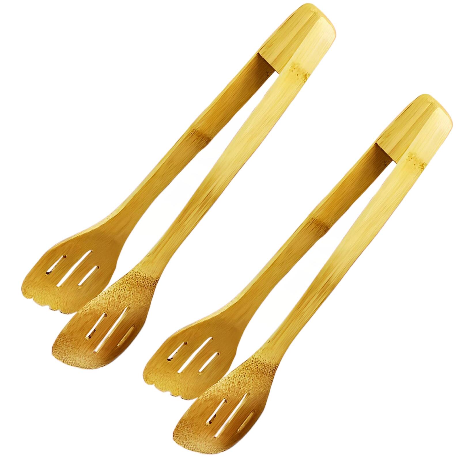 Front. Giantpower - 12 inch Natural Bamboo Kitchen Cooking & Serving Tongs 2 pack for BBQ, Grilling, Salad & Pasta.