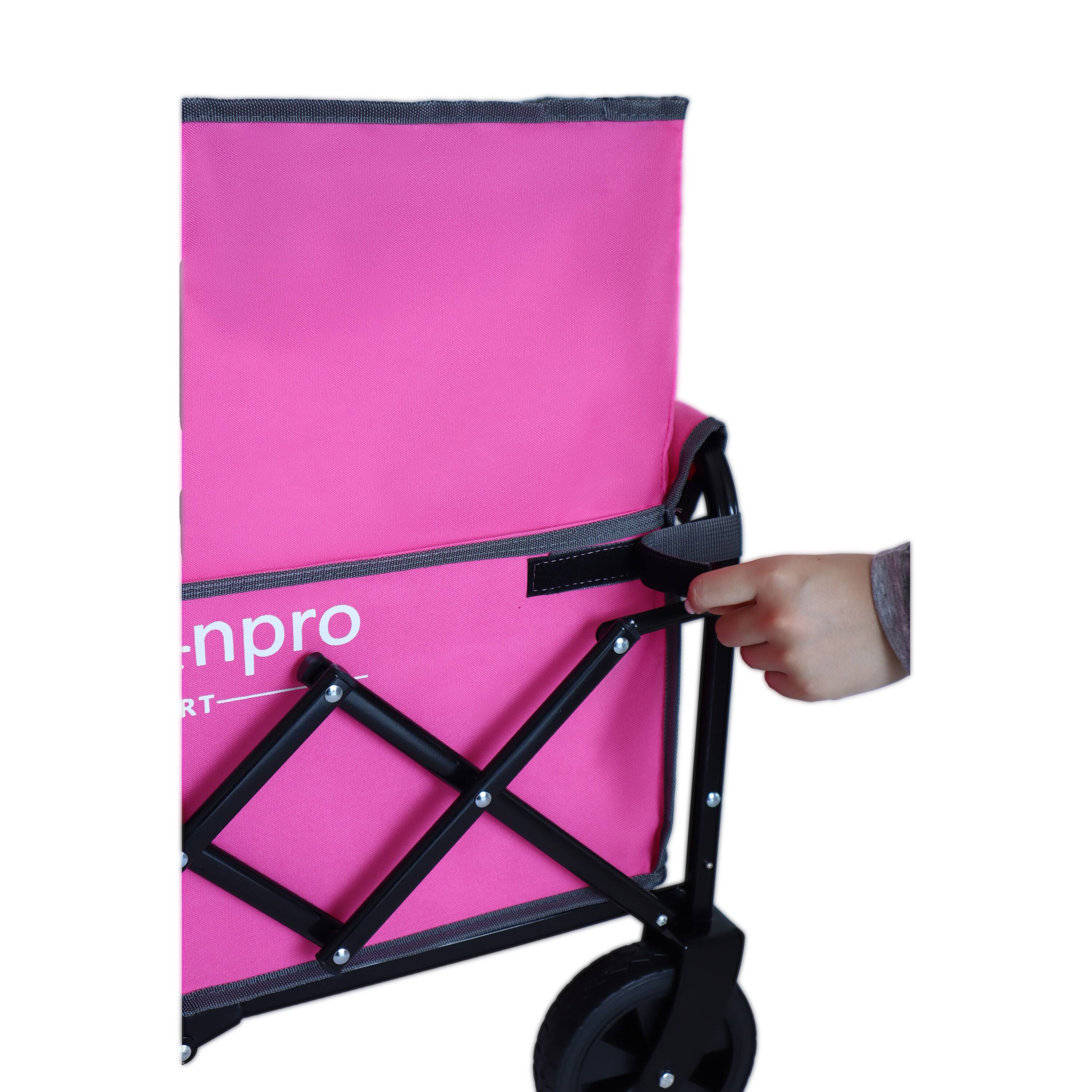 Alt View 4. Mondawe - Expandable Dual-Layer Wagon Utility Carts w/ 225LBS Capacity, 360° All-Terrain Wheels - Pink.