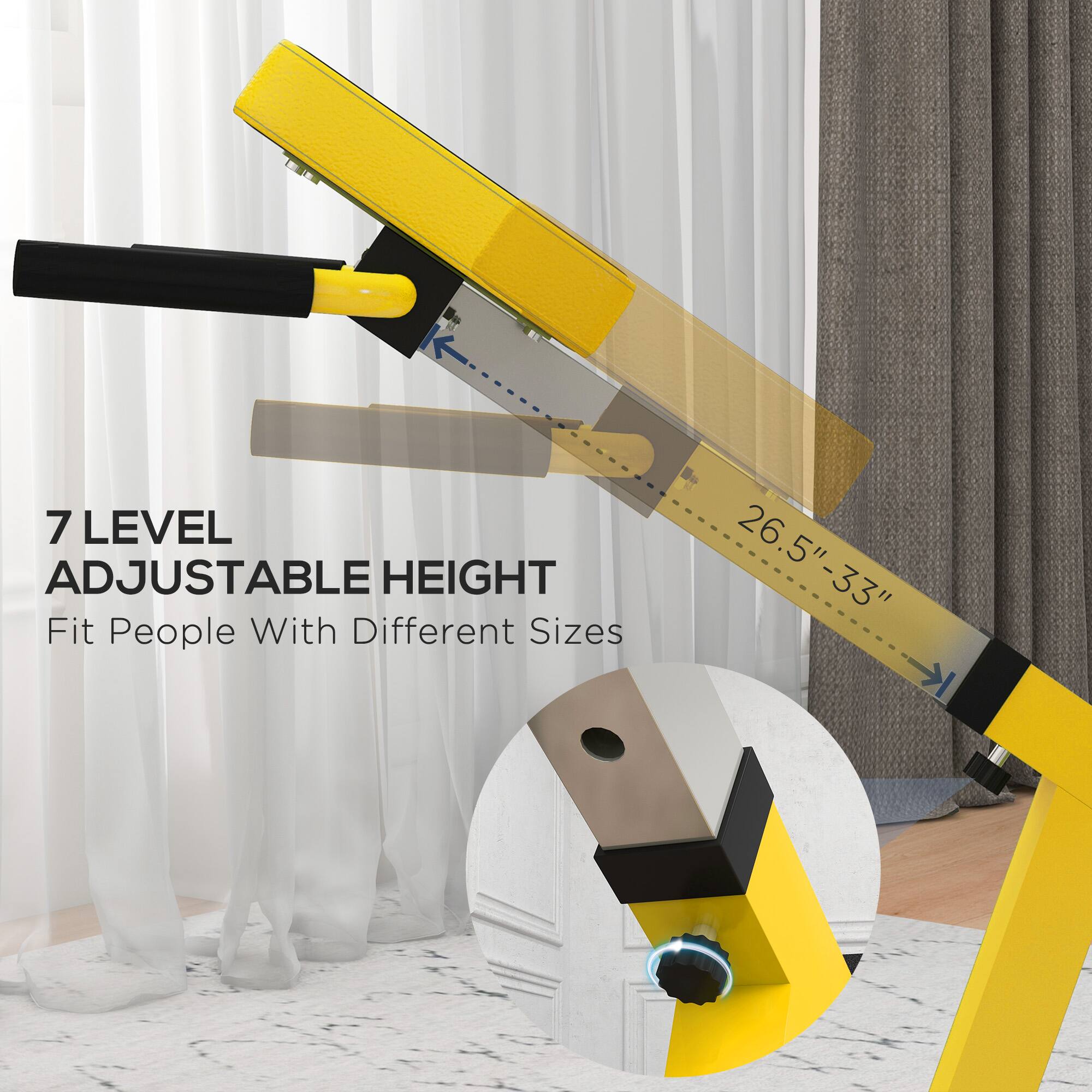 7 LEVEL ADJUSTABLE HEIGHT  
Fit People With Different Sizes  
26.5" - 33"