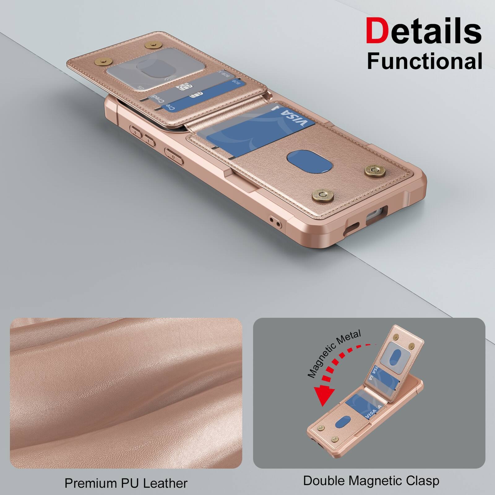 Details Functional

Premium PU Leather

Magnetic Metal

Double Magnetic Clasp