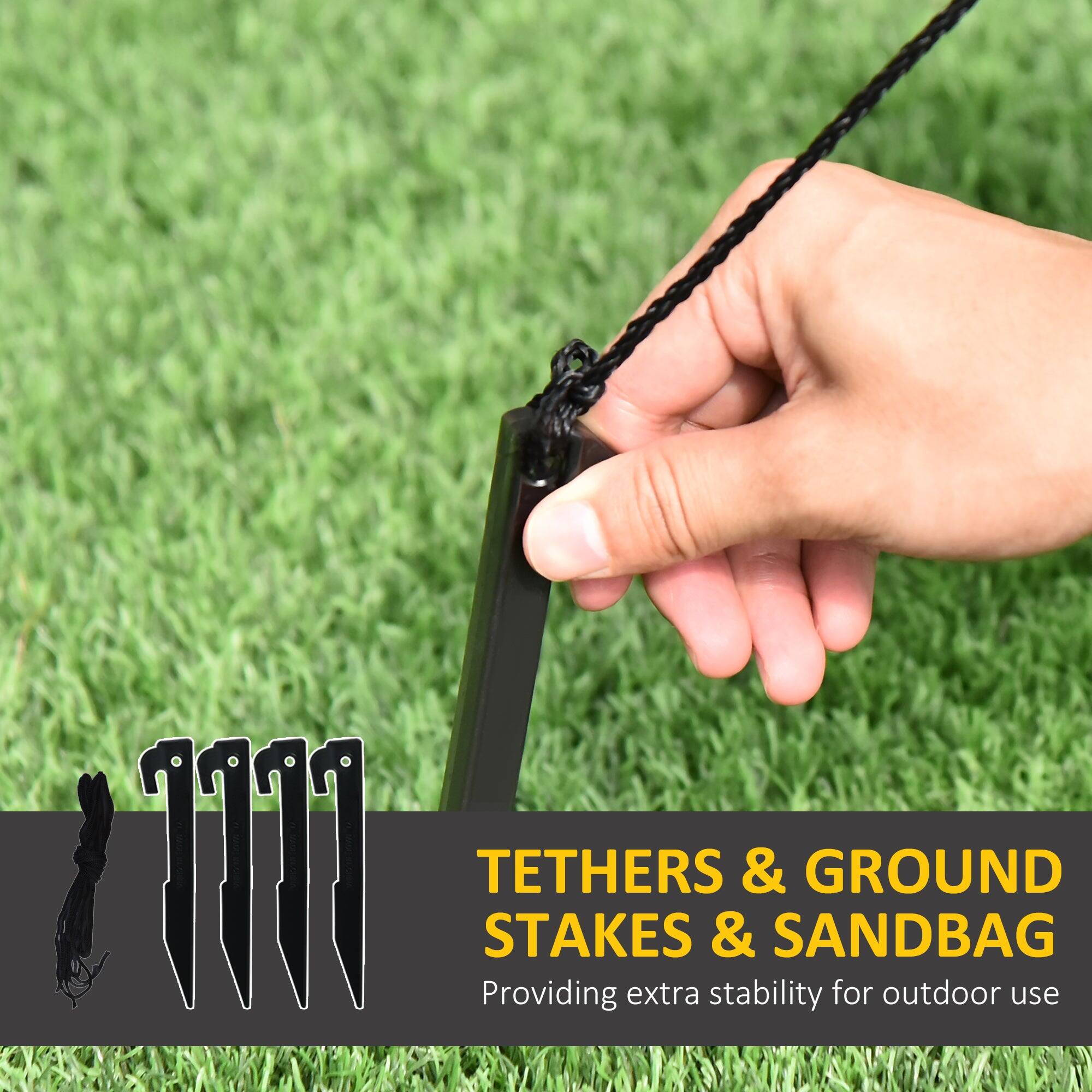 Tethers & Ground Stakes & Sandbag  
Providing extra stability for outdoor use