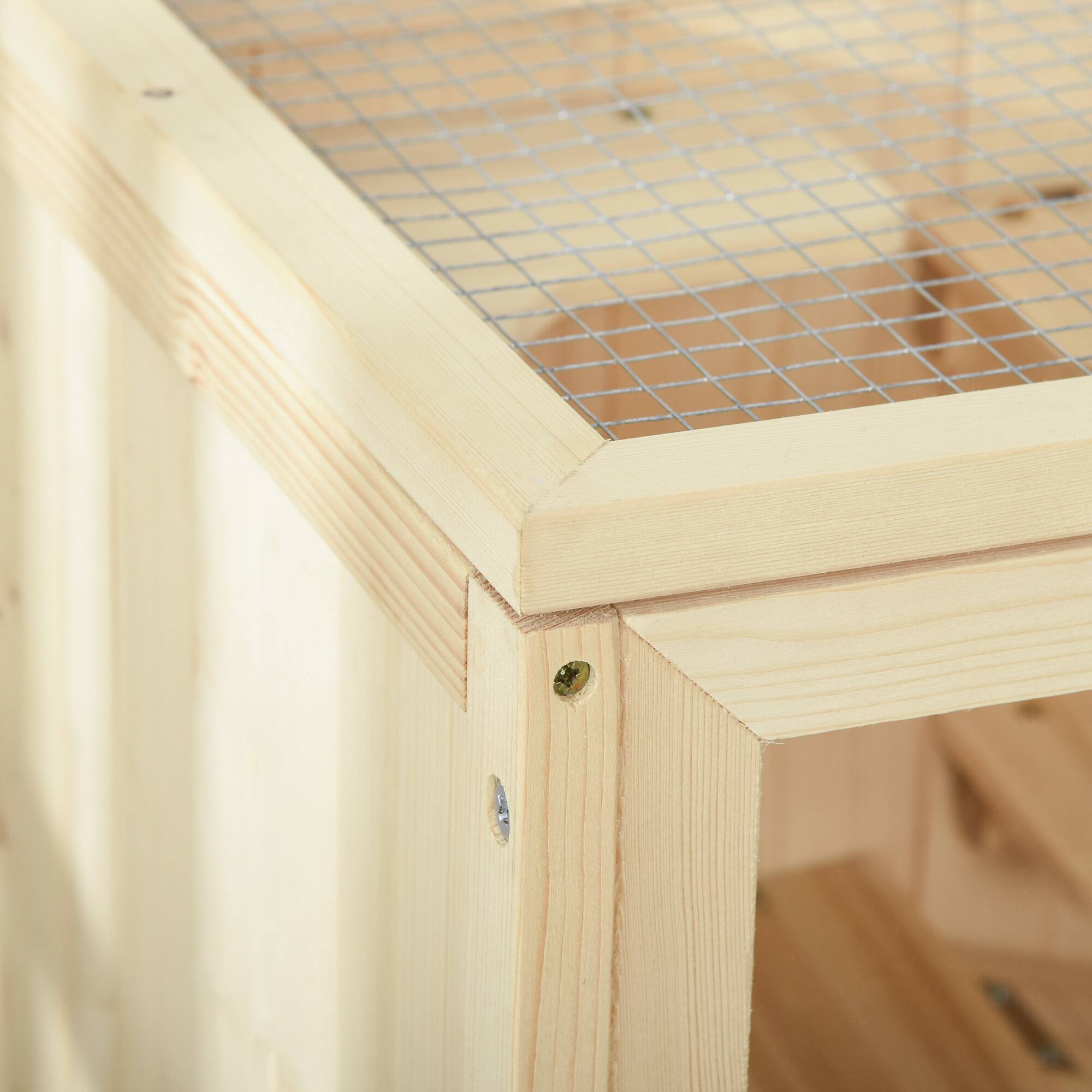 Alt View 4. Pawhut - 3-Tier Wooden Hamster Cage Mice and Rat Cage Small Animals Hutch with Openable Top, Front Door, Storage Shelf.