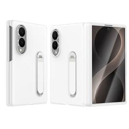Dteck - Case For Samsung Galaxy Z Fold8 Built-in Wide Screen Protector Shockproof Leather Foldable Kickstand Hinge Cover - White